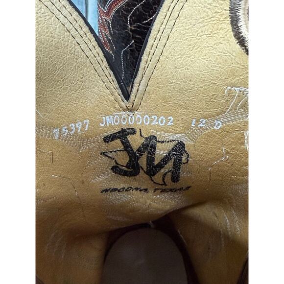 JM Western Cowboy Boots Brown Leather Square Toe Men\'s Size 12D Texas main image 9